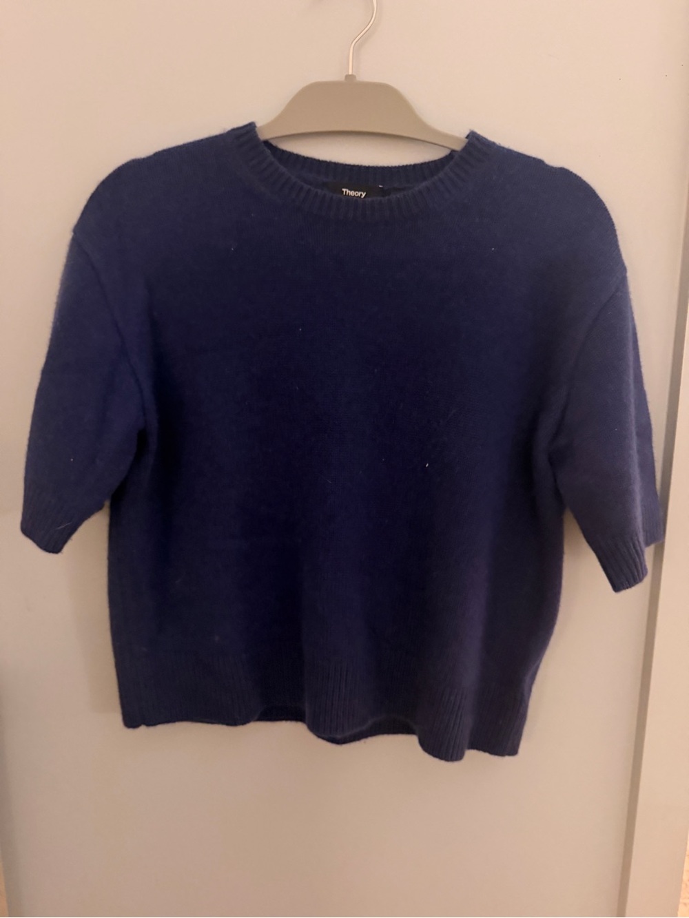 Theory Navy Short Sleeve Crewneck Sweater